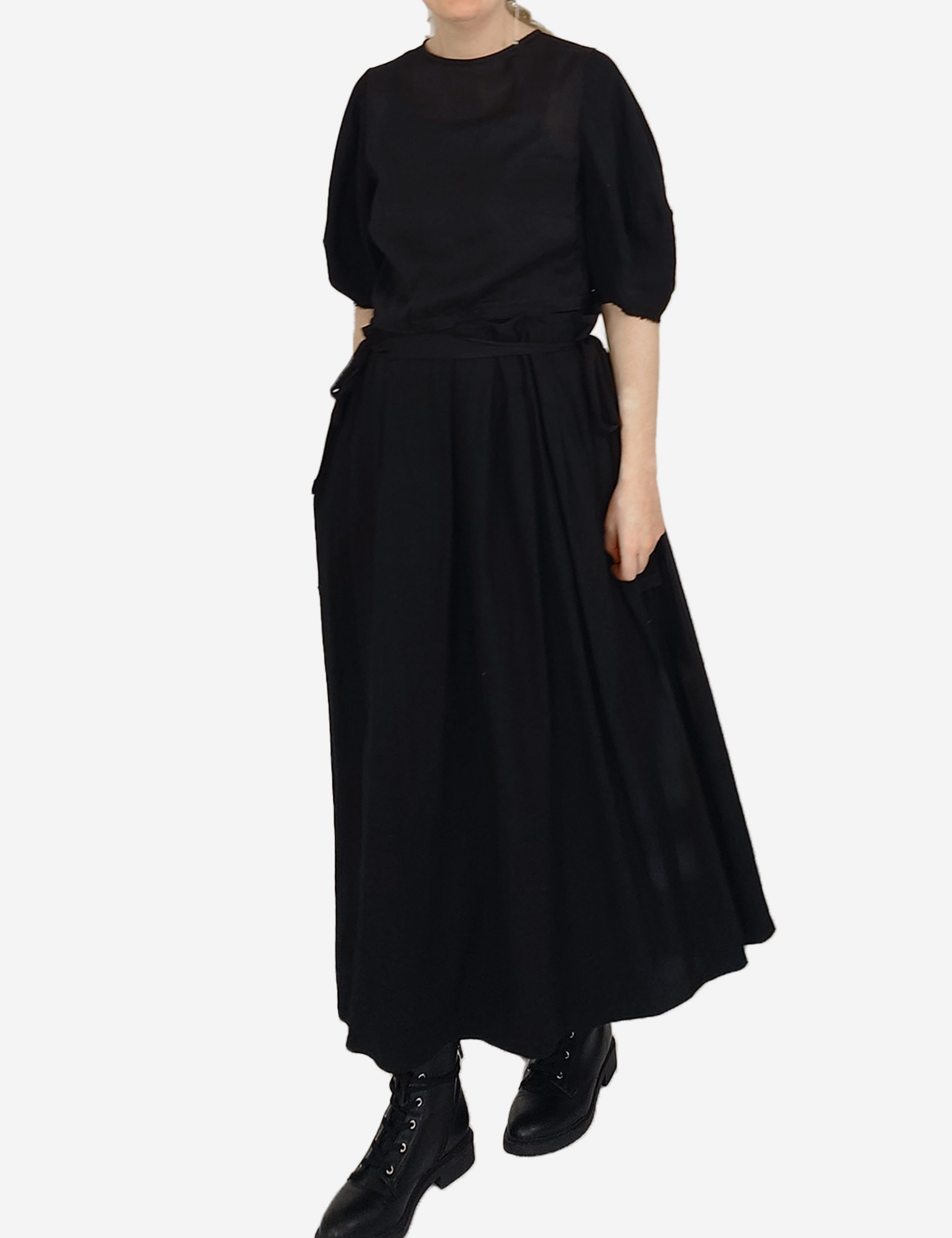 LAN_tie black skirt_dress_front